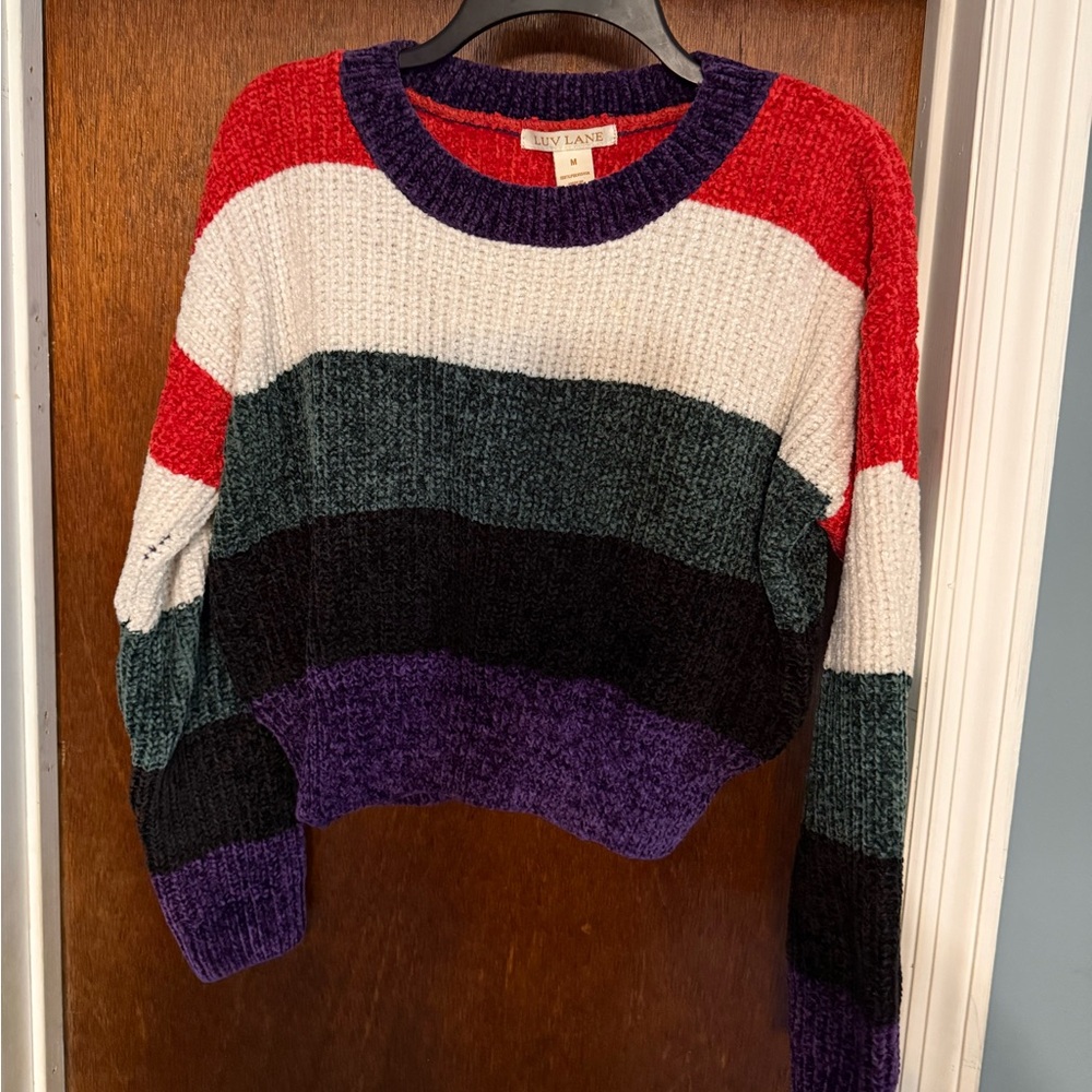 Luv Lane Women's Striped Cropped Sweater